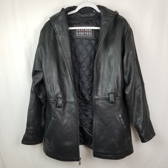 Leather Limited Hooded Zip Up Jacket 